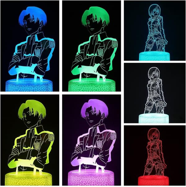 Attack on Titan 3D Anime Lampe Natt Levi Ackerman Illusjon N