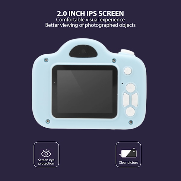 Barnens digitalkamera 2000W HD 2,0 tums skärm Uppladdningsbar multifunktionell barnens videokamera leksak för småbarn Blue