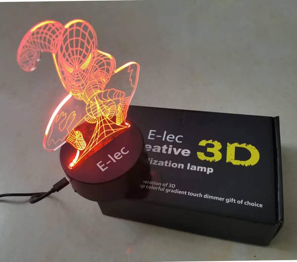 Spider-Man Gaver 3D Nattlampe Optisk Nyhet Illusjon Led