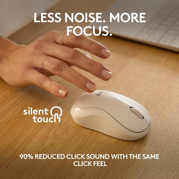 Logitech M221 Trådlös Bluetooth-mus, Kompakt, Smidig Spårning, 18 Månaders Batteritid för Windows, macOS, ChromeOS, Linux, Kompatibel med PC, Mac, Bärbara datorer White