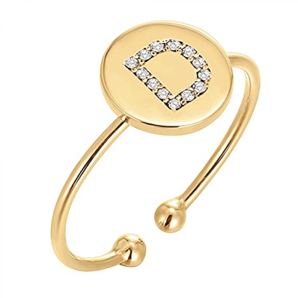Guldpläterade Initial Ring Stapelbara Ringar för kvinnor