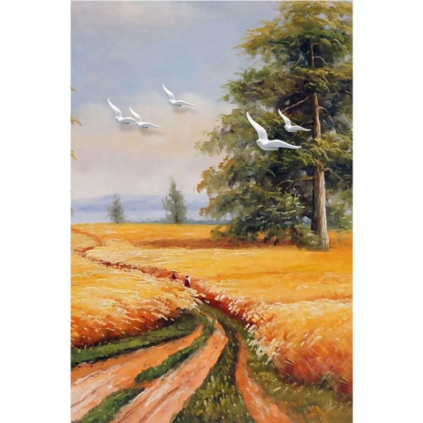 Countryside Wheat Field Wall Art Canvas Print Plakat, Simple Fashion Art Tegning