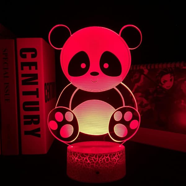 Søt Giant Panda Nattlys, 3D Illusjonslys, LED Soverom D