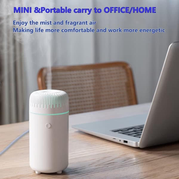 100 ml USB Mini Bil Diffuser – 3-i-1 Aromaterapi, Luftfugter & Luftfrisker til Æteriske Olier (Bærbar Bil/Hjemmebrug) White