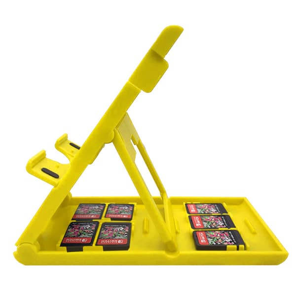 Switch-stativ til Nintendo med spilkassette-opbevaringspladser, justerbar, bærbar, foldbar montering kompatibel med Nintendo Switch/Switch Lite/Switch OLED