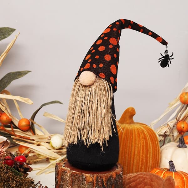 Halloween Gnome Ornament Festpynt Græskar Spider