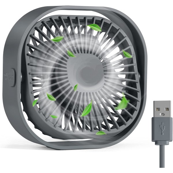 Pieni USB-pöytätuuletin, 3 nopeutta, kannettava pöytätuuletin, 4 tuuman henkilökohtainen minituuletin, pieni jäähdytystuuletin USB-liitännällä, 360° kääntyvä pöytätuuletin