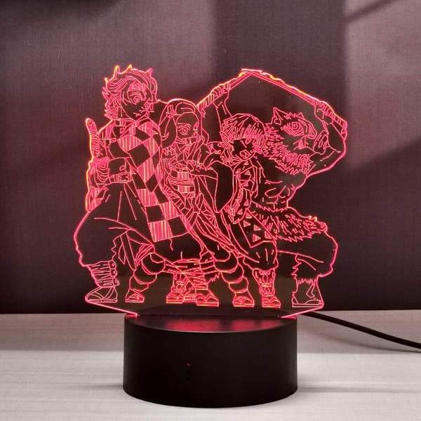 Nezuko Tanjirou Zenitsu 3D Illusion LED Anime Lampa