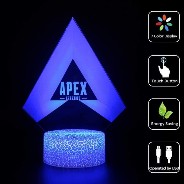 3D Natlampe LED Illusion Skrivebordslampe 7 Farveskift