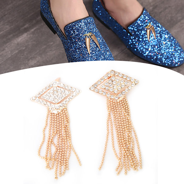 Rhinestones Crystal High Heel Shoes Charm Tassel Pendant Bridal Clip Shoe Accessories (#02)