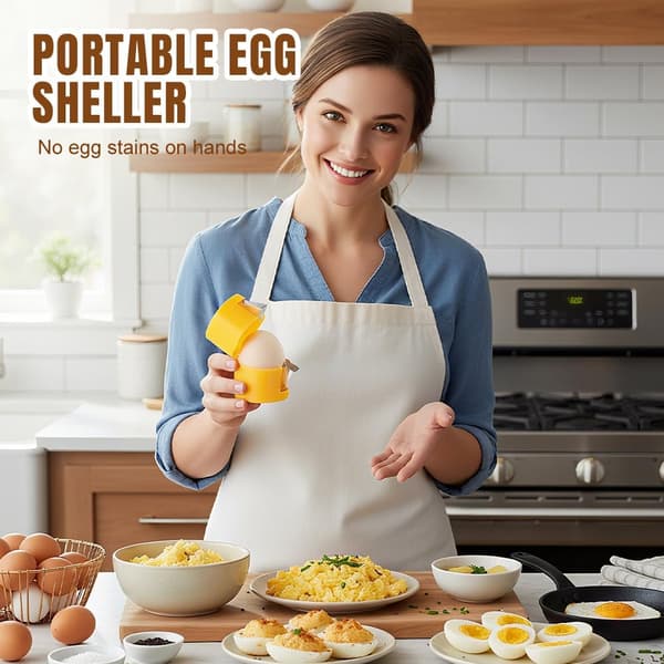 Multifunksjonelt eggverktøysett (gul) - Oppgradert eggseparator i rustfritt stål, eggåpner, eggdeler og visp for kjøkkenbaking yellow
