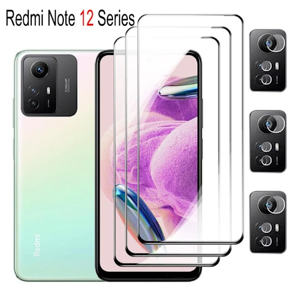 6 st Redmi Note 12 härdat glas redmi note 12s skärmskydd för Xiaomi redmi note 12 pro 5g Mica kamera redmi note12 pro plus