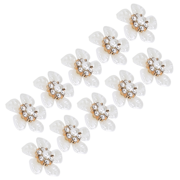 10 stk Imitasjon Perle Blomsterformet Knapp DIY Anheng Bryllupsdekorasjon HårtilbehørRhinestones Kunstig Perle Blomst