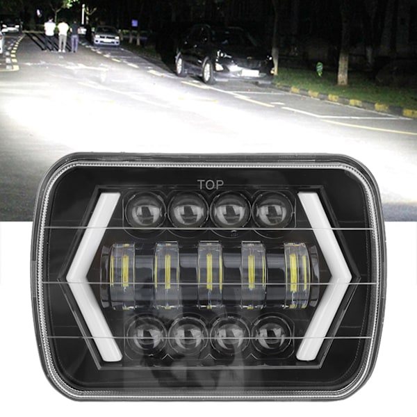 300W 7 tommers LED-bilfrontlys i aluminiumskall, firkantet, passer til Jeep Wrangler