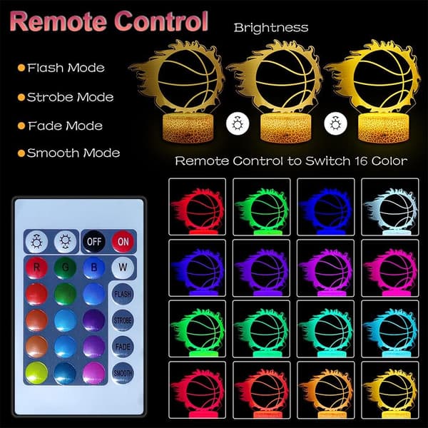 Basketball Nattlampe Vennskapslampe 3D LED Sengelamper,
