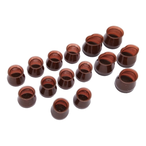15PCS Stolsbenskydd Silikon Filt Möbler Dynor Mute Golvskyddskåpa Stor Liten Storlek Brun