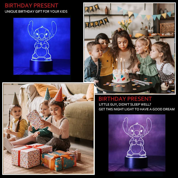 Anime Dyr Stitch - Lilo og Stitch 3D LED Optisk Illusjon