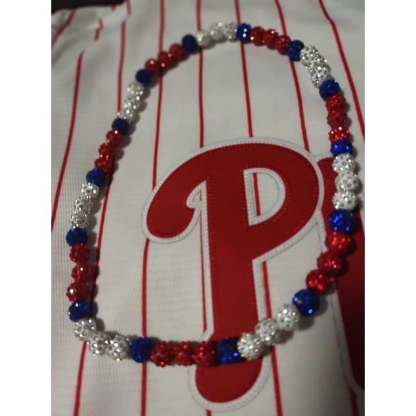 Philadelphia Phils Baseball Halsband för män och kvinnor Baseballer inspirerat pärlhalsband Unisex Rhinestone Discoball Halsband Smycken-gåva för basebal Phils1