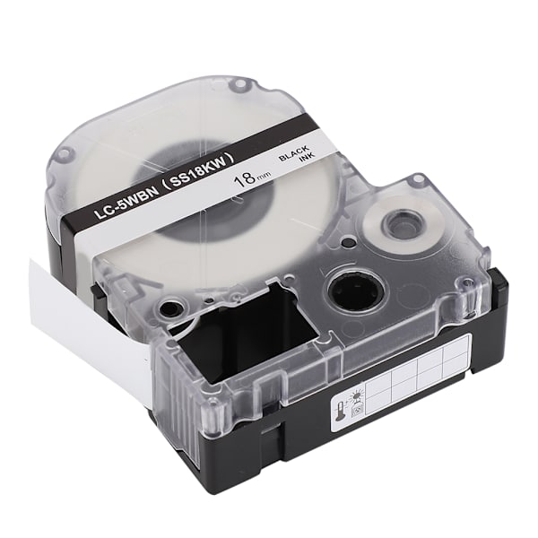 Termisk printtape skoleartikler sort på hvid 18mm til KING JIM / EPSON etiketmaskine