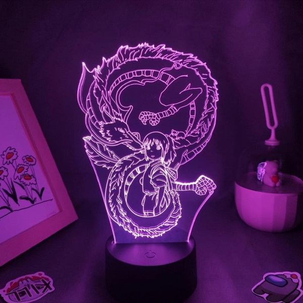 Spirited Away White Dragon Light Anime lampa 3D för Kid Bedro