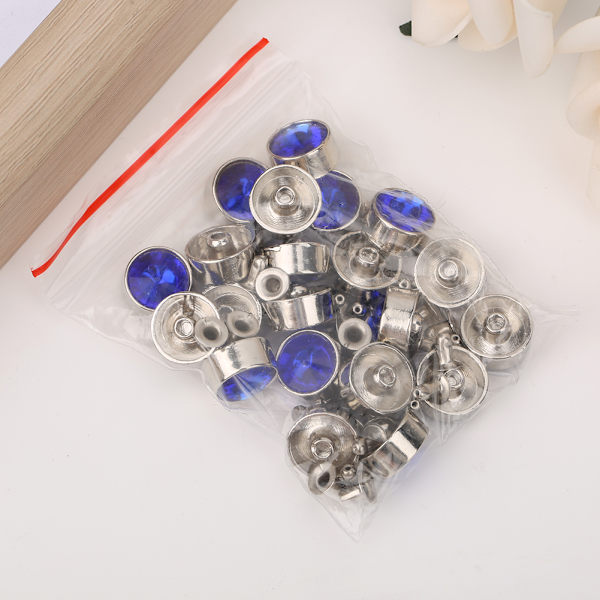 20 stk. nitte studs runde legering DIY sko tøj tasker dekoration med 20 stk. skiver 12mm dybblå