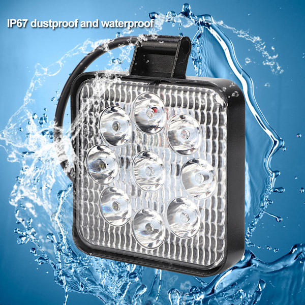 27W 9LED Kvadratisk Mini Arbeidslys Ekstra Lampe Bil Motorsykkel Modifikasjon Frontlys Svart