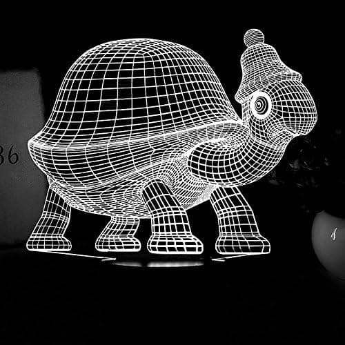 3D Skildpadde Natlampe LED Dekor Bord Skrivebord Optisk Illusion
