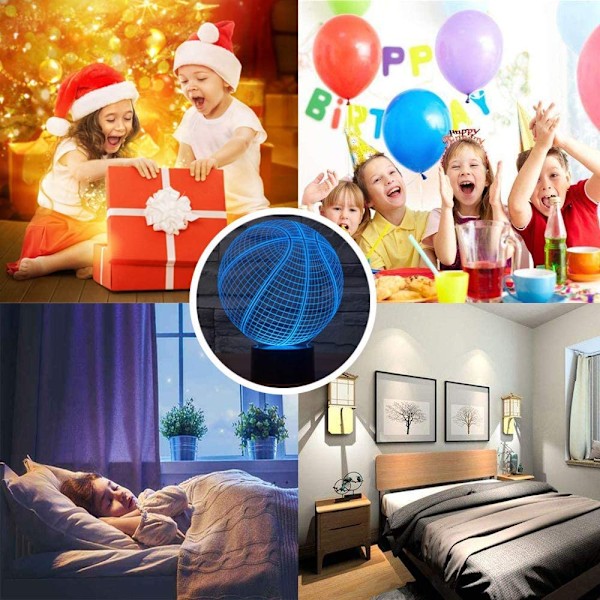 3D Illusionslampe, 3D nattlys for gutter og jenter, bordlampe, 7 fargeendringer, dekorativ lampe - Perfekt gave til bursdag, festival, jul for babyer og tenåringer