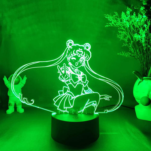 Skrivbordslampa Sailor Moon Kawaii Figur 3D Nattlampa Anime Sovrumsdekoration Semester Inomhusbelysning Manga Present Flickors Rum Skrivbordslampa Sovlampa 16 Färger
