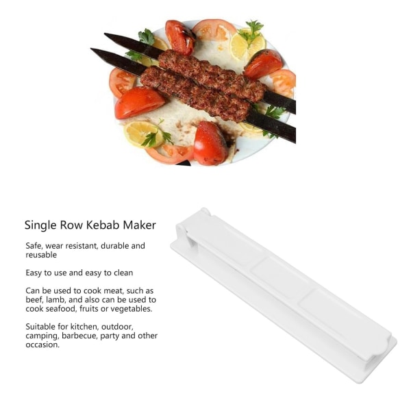 Kebab Maker - Multifunksjonell, bærbar, gjenbrukbar, matvarekvalitet, plast, manuell kebabform for kjøkken, utendørs grill White