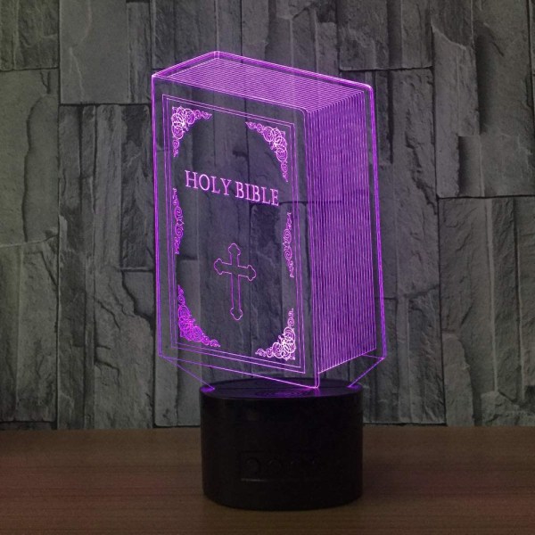 Nattlys Bibel Led Nattlys Led USB 3D Lysarmaturer Bordlampe Barneskrivebordlamper
