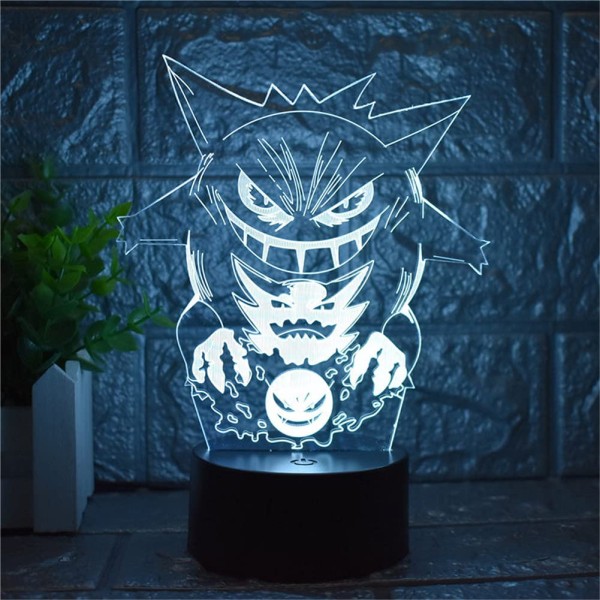 Cartoon Elf Gengar Nattlampa 3D Illusion LED-ljus Barn