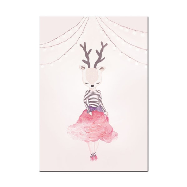 Cartoon Fairy Rabbit 4 Väggkonst Canvas Tryck Affisch, Enkel Söt Akvarellkonst
