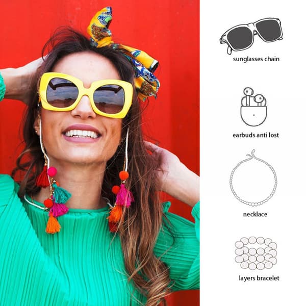 Farverig Perle Brille Kæde Solbriller Holder Rem Øjenlæge