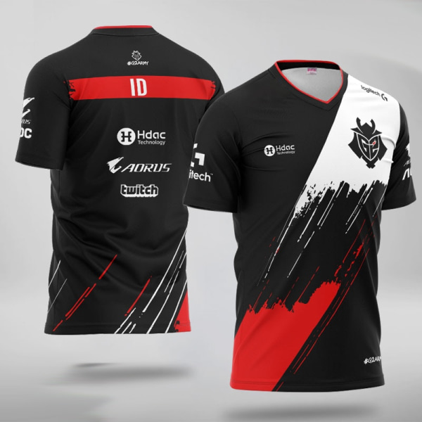 Ny LOL CSGO G2 ESPORTS Kortärmad T-shirt G2 Jersey Anpassningsbart Namn Högkvalitativa Esports Teamkläder Bekväma,Svart,S