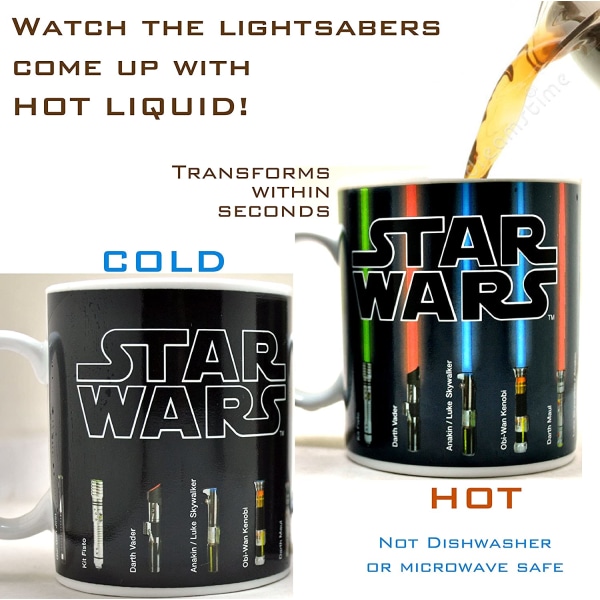 Benair USA Star Wars krus, lyssværd vises med varme (12 oz) - skrøbelig
