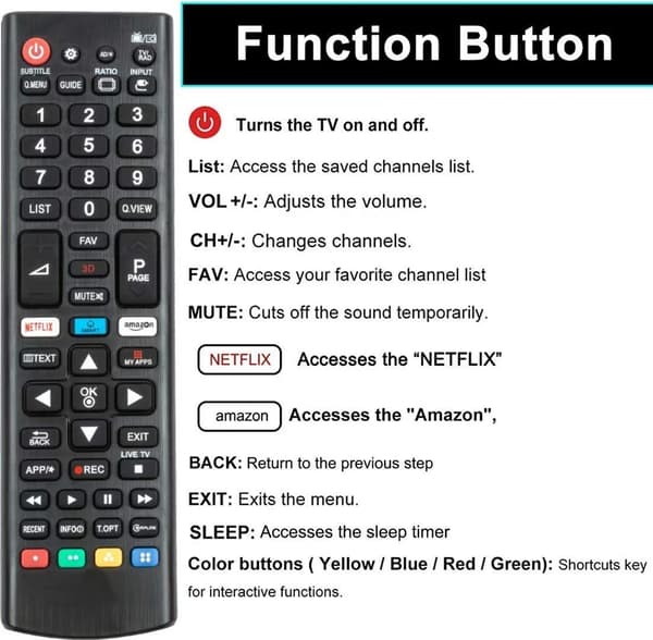 Erstatning Universal Fjernkontroll Kompatibel for LG Smart