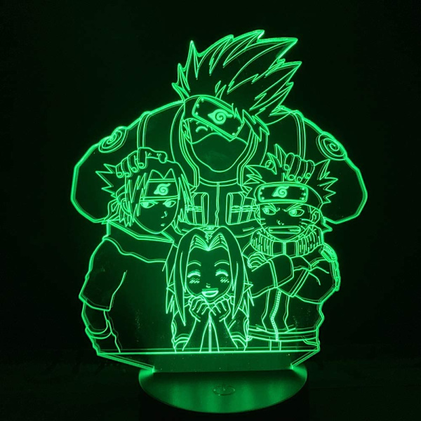 Naruto Kakashi Uchiha Sasuke 3D Illusionslampa Nattlampa Smart Touch, RGB-effekt USB-kabeldriven Kreativ 3D Japansk Animelampa