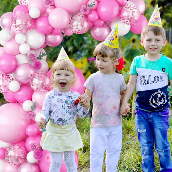 Vaaleanpunainen ilmapallokaaripaketti - 5 12 18 tuuman ilmapalloa eri kokoisia DIY-koristesarja, joka sopii täydellisesti syntymäpäiville, häihin ja tapahtumiin Pink