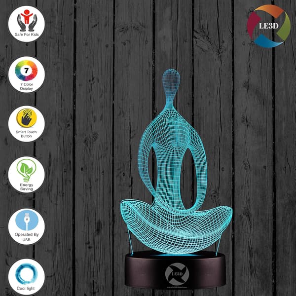 3D Optisk Illusions Natlampe - 7 LED Farveskiftende Lampe