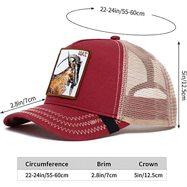 Unisex Animal Mesh Trucker Hat Square Patch Baseball Cap för