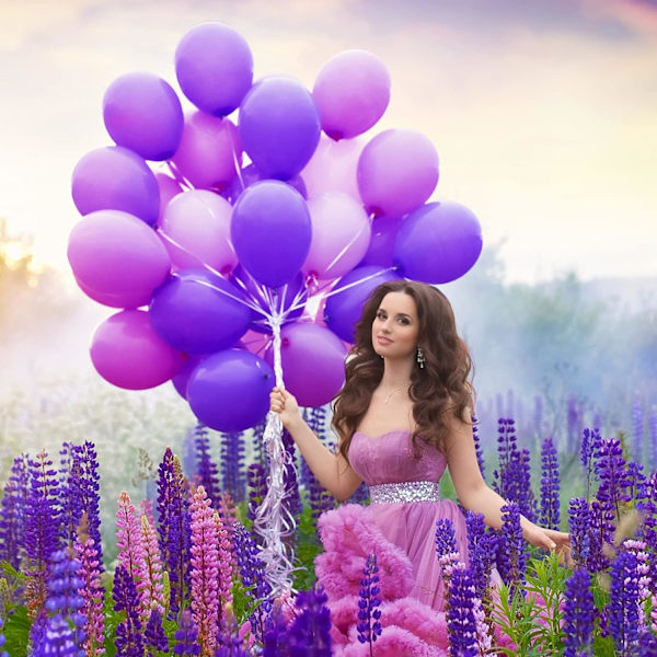 129 stk. Lilla Balloner Forskellige Størrelser 18 12 10 5 Tommer til Garland Arch Premium Lilla Latex Balloner til Maskerade Fest Dekorationer Fødselsdag Jubilæum Purple