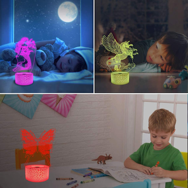 Sjöjungfru Enhörning Delfin Fjäril Bästa Leksakspresenter 3D Enhörning