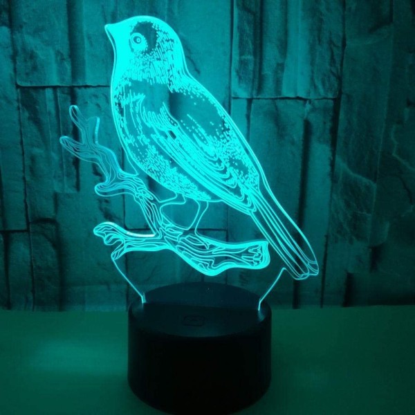 Fågel 3D-lampa Sänglampa Jul LED-dekoration pojke flicka