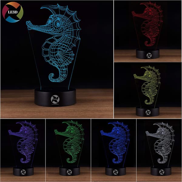 3D Optisk Illusions Natlampe - 7 LED Farveskiftende Lampe