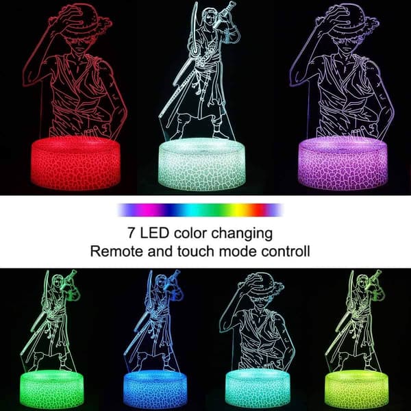 One Piece Luffy 3D Illusion Natlampe Smart Touch, RG