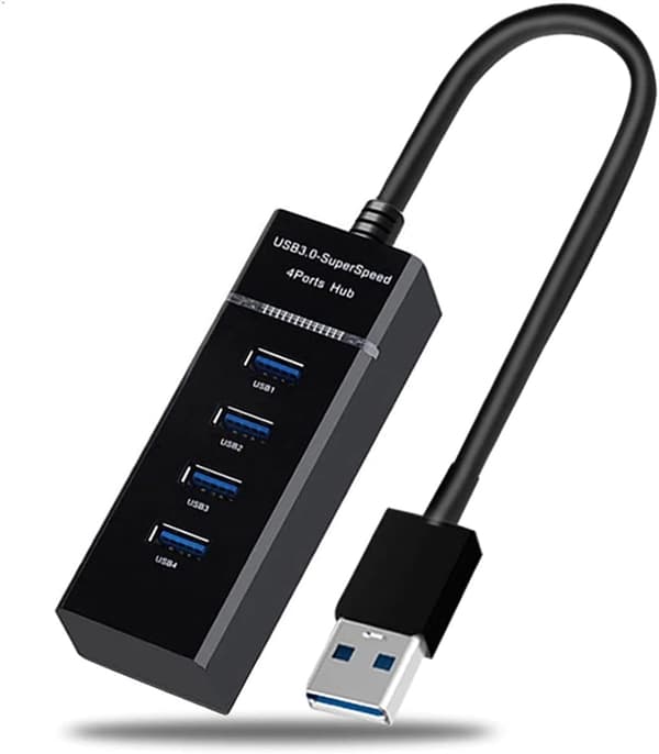 USB Hub Adapter, 4-ports USB 3.0 Splitter Data Hub Adapter Super Speed Kompatibel til Windows XP/Vista/7/8/10 (0,98FT forlængerledning)