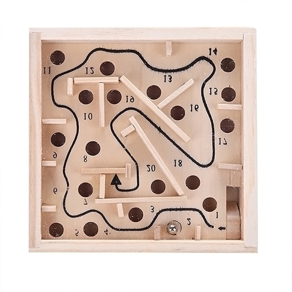 Stor trälabyrint 4,3" x 4,3" Tilt Maze Game med 60 H