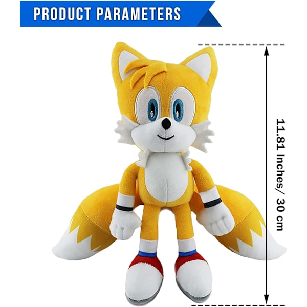 Keltainen Sonic Plush Action -hahmo Eläin Siili Super Sonic Ray Flying Squirrel Elokuva Pehmolahja Pehmolapsille Pojille ja Tytöille, 12 Tuumaa Yellow