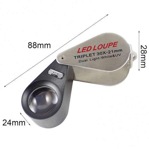 30 X Förstoringsglas 6 LED-lampor Sedlar Inspektion All-r
